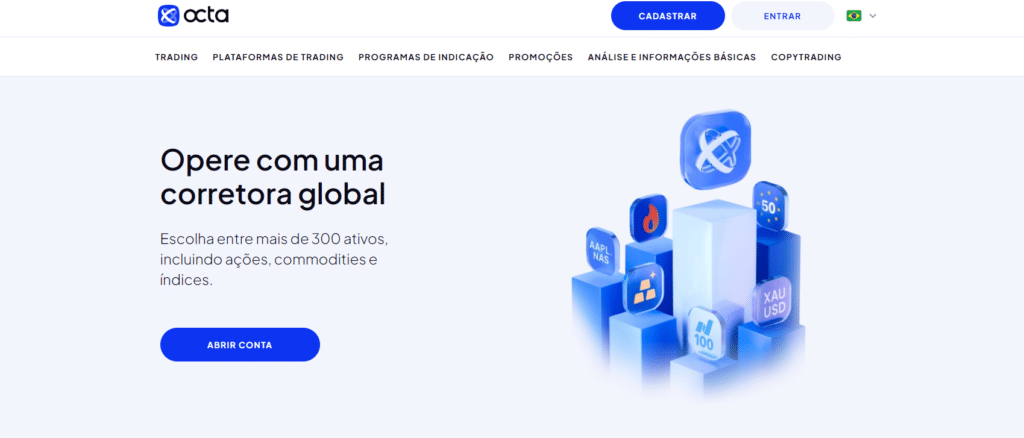 Pagina inicial da Octa corretora de forex