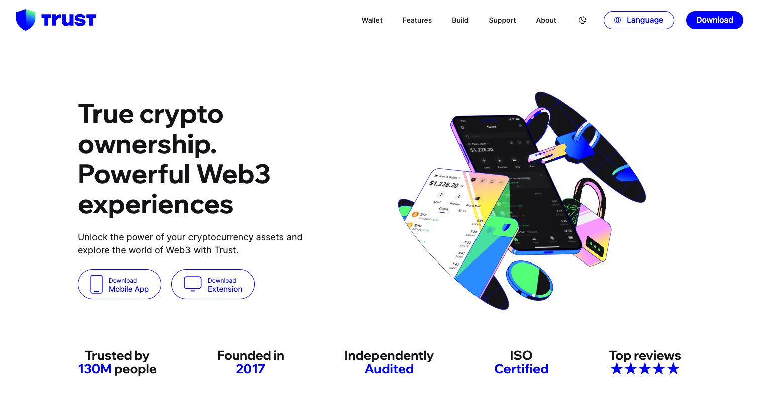 Trust Wallet mobile app interface