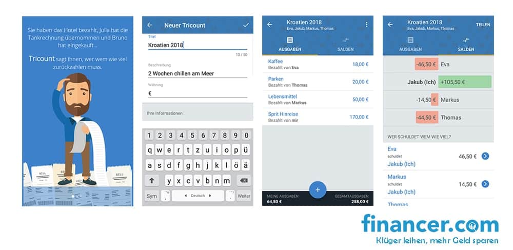 Tricount App zum Kosten teilen