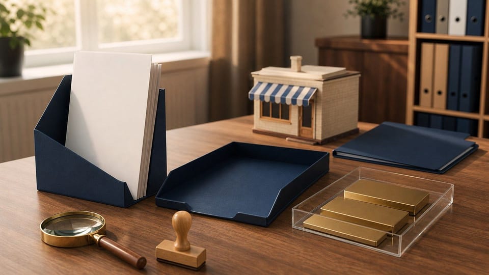 Blank invoice sheets, an approval tray, a cashflow tray, and a business folder show invoice financing.