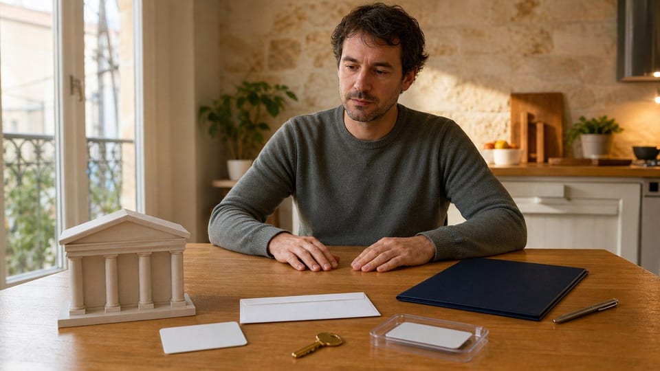 Personne préparant les justificatifs pour ouvrir un compte bancaire en France.