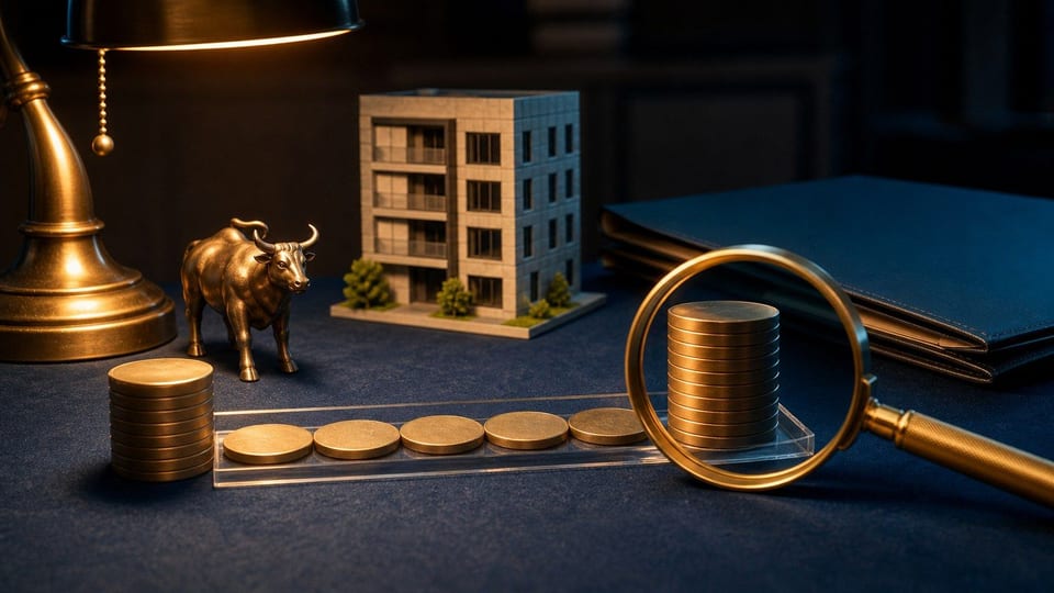 Una mesa de inversión compara una pila inicial de monedas con una pila de rendimiento junto a símbolos de inversión sin texto.