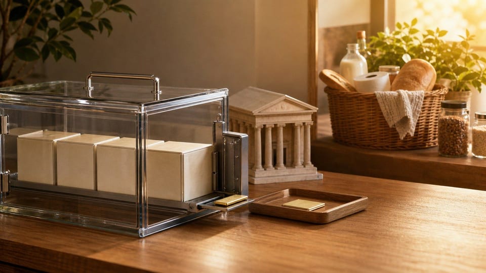 Öt lezárt állampapír-rekesz, korai visszaváltási költséget jelző kapu és az infláció hatását mutató bevásárlókosár.